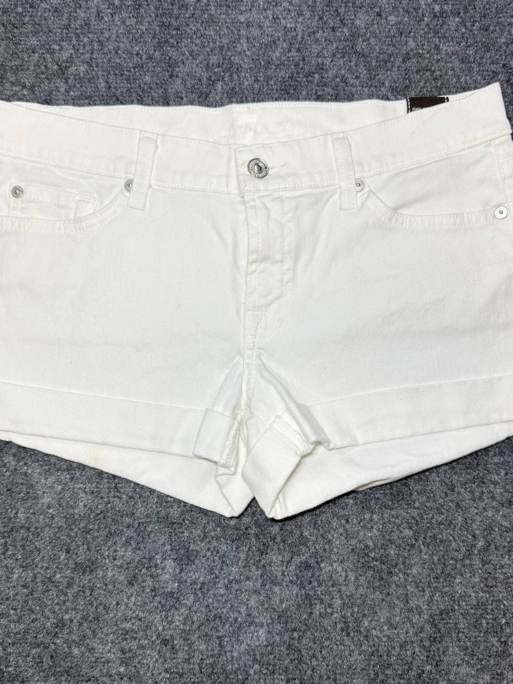 7 For All Mankind White Denim Cutoff Shorts
